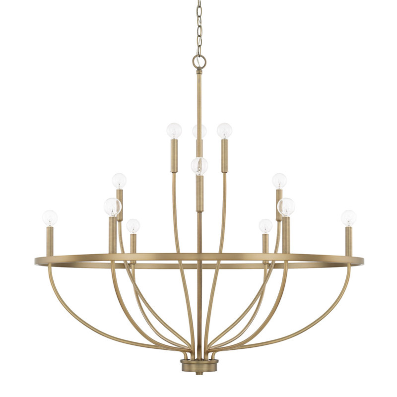Capital Lighting Greyson 12 Light 40 Inch Aged Brass Chandelier Ceiling Light Wayfair